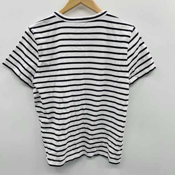 Madewell Womens Medium Perfect Crewneck Tee in Allday Jersey White Striped 133 - Picture 7 of 10